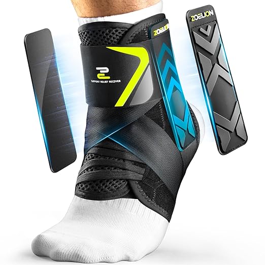 Quick Lace Up Ankle Brace with Side Stabilizing Pads, Slim Fit Ankle Support Brace, Adjustable & Breathable Ankle Support for Men Women, Ankle Stabilizer for Sprain,Injury Recovery,Sports,L