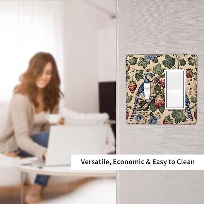 Outlet Covers Vintage Floral Bird Strawberry Thief William Morris 1 Toggle 1 Rocker Combination Decorative Wall Plate Electrical Switch Plates Light Switch Cover Plate for Bedroom Home Decor
