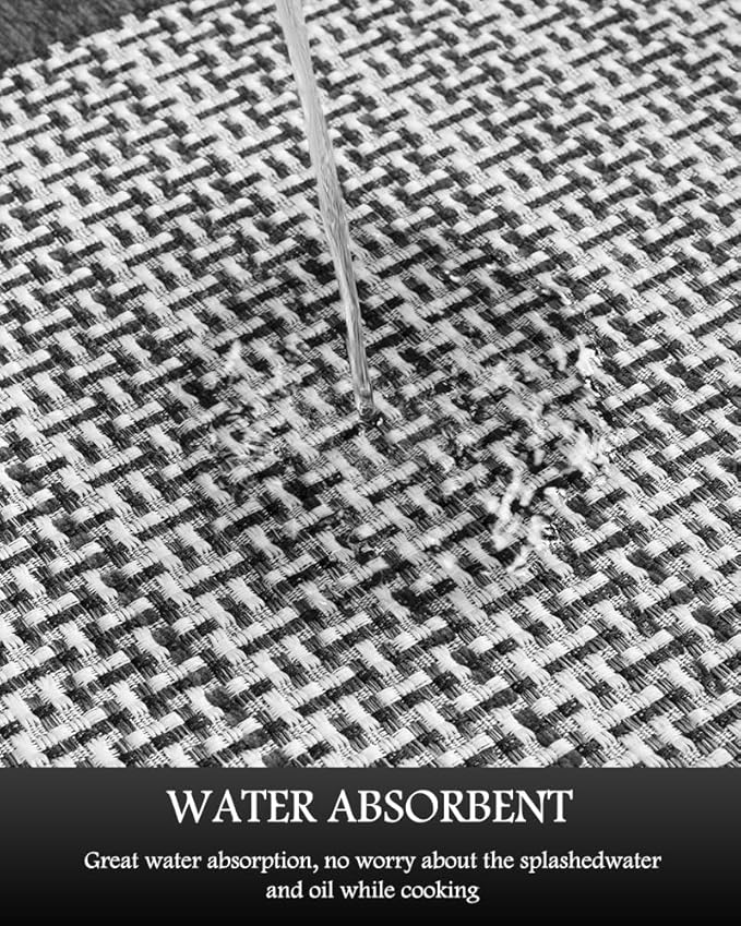 PADOOR Non Slip Kitchen Rugs Sets of 3 - Extra Large 2.5'x6' + 20"x32" + 20"x32" Runner Rugs for Kitchen Floor Non Skid Washable, Absorbent Kitchen Mat for in Front of Sink 3 Piece Grey