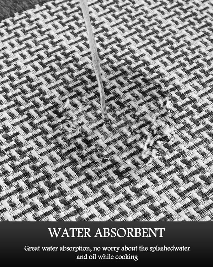 PADOOR Non Slip Kitchen Rugs Sets of 2 - Extra Large 2.5'x6' + 20"x32" (Rectangular + Semicircular) Runner Rugs Non Skid Washable, Absorbent Kitchen Floor Mat for in Front of Sink 2 Piece Grey