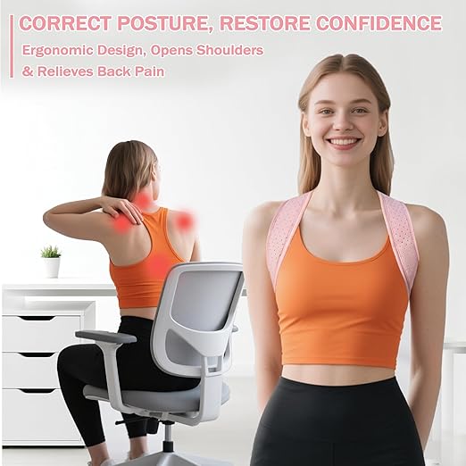 Posture Corrector for Women - Thin & Invisible Back Brace for Posture - Adjustable Back Support Brace - Relieve Upper Back Discomfort & Regain Confidence, S(28-35") 1 PCS