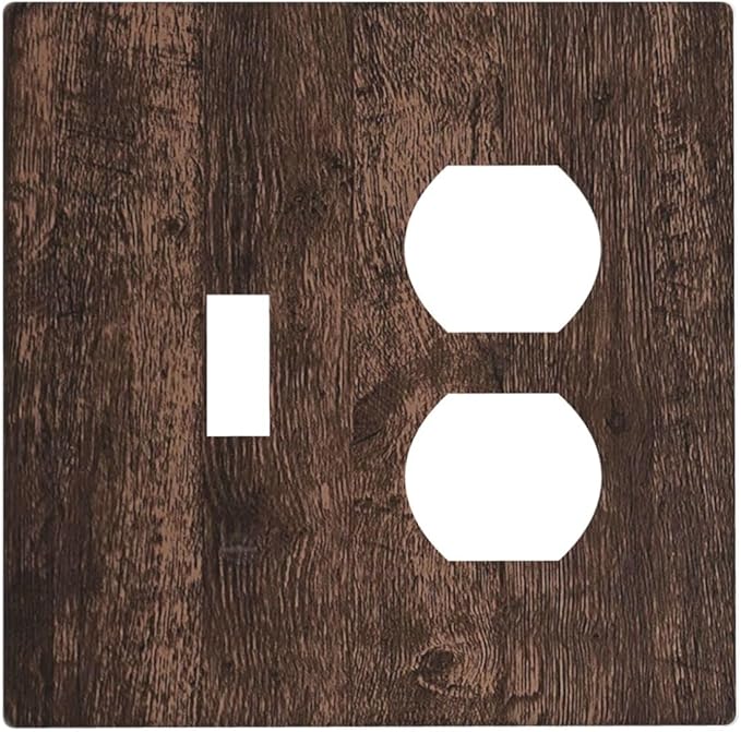 Wallplates Rustic Dark Brown Wood Grain 1 Toggle 1 Duplex Switch Plate Electrical GFCI Faceplate Decorative Light Switch Covers for Farmhouse Bedroom Decor