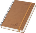 POPRUN 2026 Daily Planner One Page per Day (Medium 6'' x 8.5'') - 12 Months Calendar Appointment Book with Hourly Slots, Inner Pocket, Monthly Tabs, Pen Holder - Brown