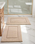 DEXI Bathroom Rugs Set 2 Piece 24x16, Washable Non Slip Bath Mat for Shower Floor, Absorbent Quick Dry Bathmat with Rubber Backing, Ultra Soft Plush Carpet for Tub, Beige