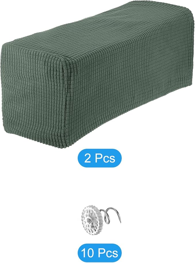 uxcell 2pcs Stretch Armrest Covers for Chairs/Sofas, Couch Arm Covers with Twist Pin, Furniture Protector Slipcovers Green