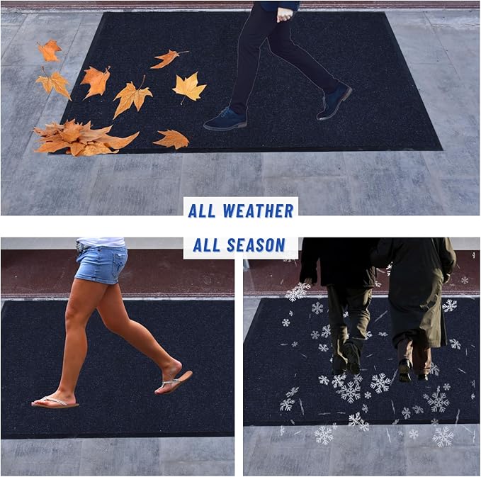 2 Pack Front Door Mat, 73"X45" Waterproof Indoor Outdoor Entrance Welcome Doormat Front Door Industrial Rug Ideal for Entrance， Patio, Muddy Shoe, Low Profile, Non-Slip, Easy to Clean — Grey