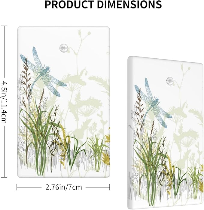 Wild Flower Dragonfly 1 Gang Blank Light Switch Cover Plates Decorative Electric Outlet Covers Decorator Wall Switch Plate Receptacle Plug Covers 4.5 * 2.76 Inches