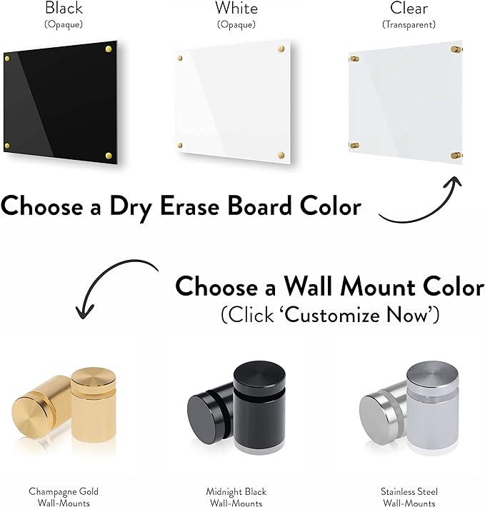 Ships Next Day, Made in USA - Acrylic Dry Erase Board | Non-Magnetic Dry Erase Board | Hanging Frameless White Board | Acrylic for Office, School and Home Walls | for Kids & Adults (Black - 24x30)