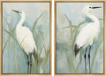 MUDECOR Framed Canvas Print Wall ArtWhite Heron Pair in Marsh Coastal Illustrations Modern Art Decorative Bohemian Colorful for Living Room, Bedroom, Office - 24"x36"x2 Natural