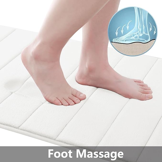 Buganda Memory Foam Bath Mat, 40" x 24", Ultra Soft and Non-Slip Bathroom Rugs, Water Absorbent and Machine Washable Bath Rug Runner for Bathroom, Shower, and Tub, Ivory
