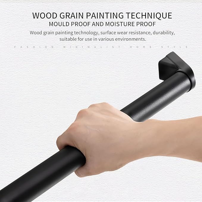 5 FT Modern Aluminum Handrail Set - ADA Compliant Indoor & Outdoor Stair Railing. 1.4" Diameter Grab Bar. Wall-Mounted with 90°Wall Return End. Rust-Free, (5 FT Matte Black- Two Joined Pieces)