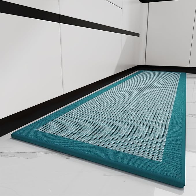 PADOOR Kitchen Mats for Floor, Kitchen Rugs Non Slip Washable, Rubber Backed Kitchen Runner Super Absorbent Kitchen Floor Mat Sink Rug, 20"x47" Teal