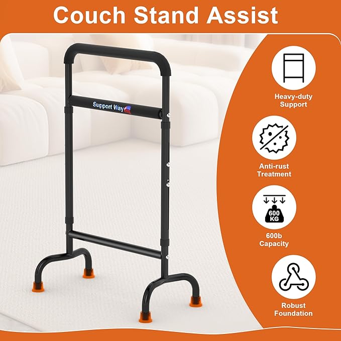 Stand Assist for Chair & Couch, Height Adjustable Mobility Aid for Seniors, Lightweight Metal Frame with 600lb Capacity