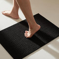 Black Bathroom Rugs Non Slip Washable, Super Absorbent Thin Bath Mat Small Quick Dry Low Pile Bathroom Rug, Black 16''x24''