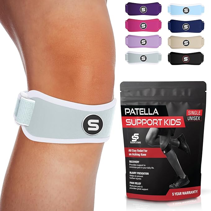 Sleeve Stars Swedish Brand Patellar Tendon Support Strap for Women & Men Effective Osgood Schlatter Knee Brace Youth & Kids Knee Brace with 3 Adjustable Length fits 7"-15" (Single/Mint Green/Kids)