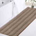 Turquoize Chenille Extra Long Shaggy Absorbent Non-Slip Bath Mat/Runner: 47" X 17" Taupe Brown