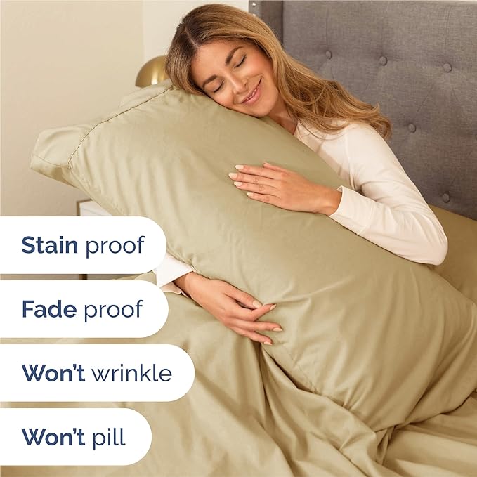 Queen 6 Piece Sheet Set - Cooling & Breathable Bed Sheets - Hotel Luxury Bed Sheets for Women, Men, Kids & Teens - Comfy Bedding w/Deep Pockets & Easy Fit - Soft & Wrinkle Free - Queen Beige Sheets