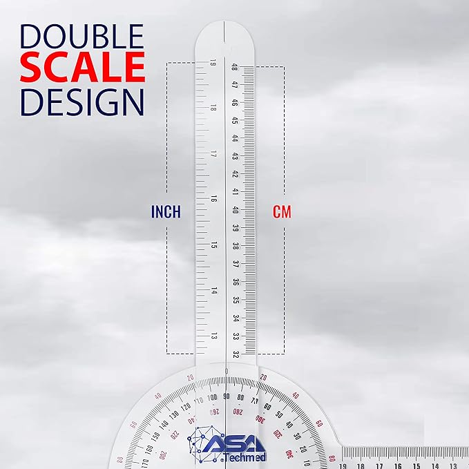 ASA TECHMED Goniometer Physical Therapy Complete Set W/Bonus Reflex Hammer Including 12,8,6 Inches Goni's Plus Two Bonus Measuring Tapes. Occupational Therapy Too