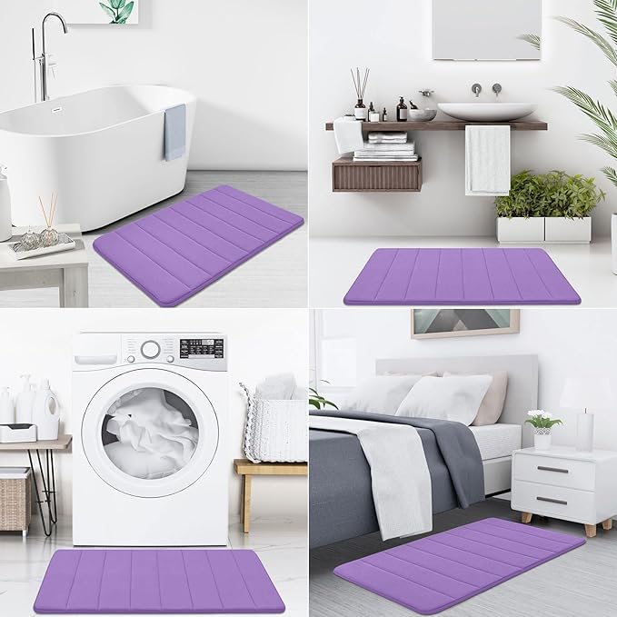Buganda Memory Foam Bath Mat, 30" x 20", Ultra Soft and Non-Slip Bathroom Rugs, Water Absorbent and Machine Washable Bath Rug for Bathroom, Shower, and Tub, Lavender