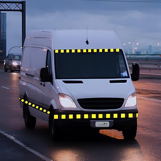 Reflective Tape 4 inch X 66 feet, Outdoor Waterproof Hazard Conspicuity Safety Warning Industrial Marking Tape