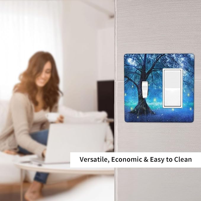 Light Switch Cover Fantasy Fairy Tree In Mystic Forest 2 Gang Toggle Rocker Combo Wall Plates Decorative Switch Plates and Outlet Covers Receptacle Cover for Bathroom Bedroom Decor