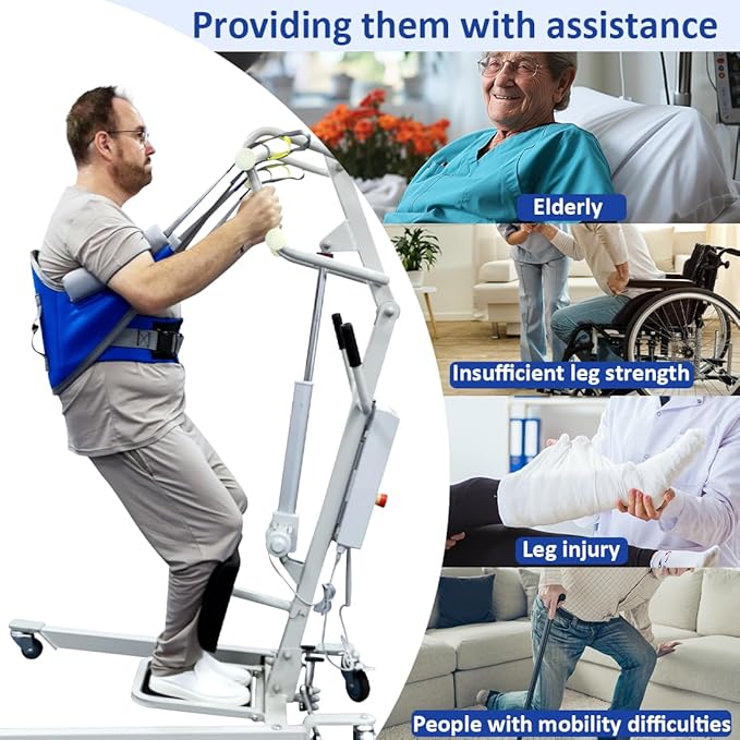 Sit to Stand Lift Patient Aid Padded Sling and Stand Assist with Back Support,Patient Lift Sling Works with Most Mobility Aids & Equipment (Large)