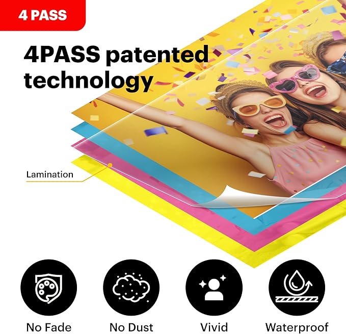 KODAK Dock Plus 4PASS Instant Photo Printer, 4x6” Portable Picture Printer, Bluetooth & Dock 2-in-1 Home and Gift Printer for iPhone & Android, 50 Sheets Bundle