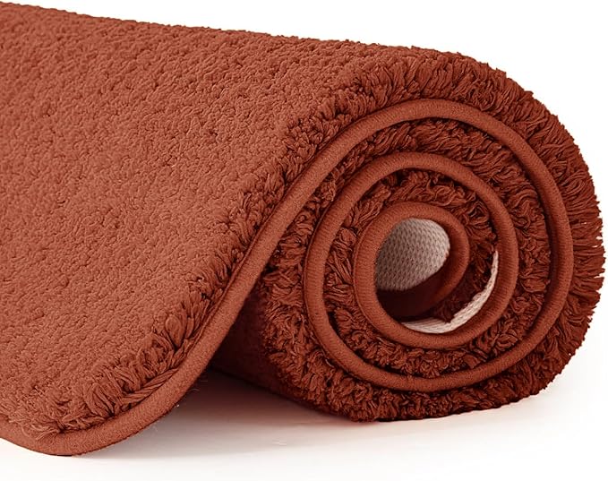 MIULEE Rust Extra Thick Non Slip Bathroom Rug Shaggy Soft Bath Mat Plush Microfiber Absorbent Water for Shower Tub Machine Washable (20x30 Inches)