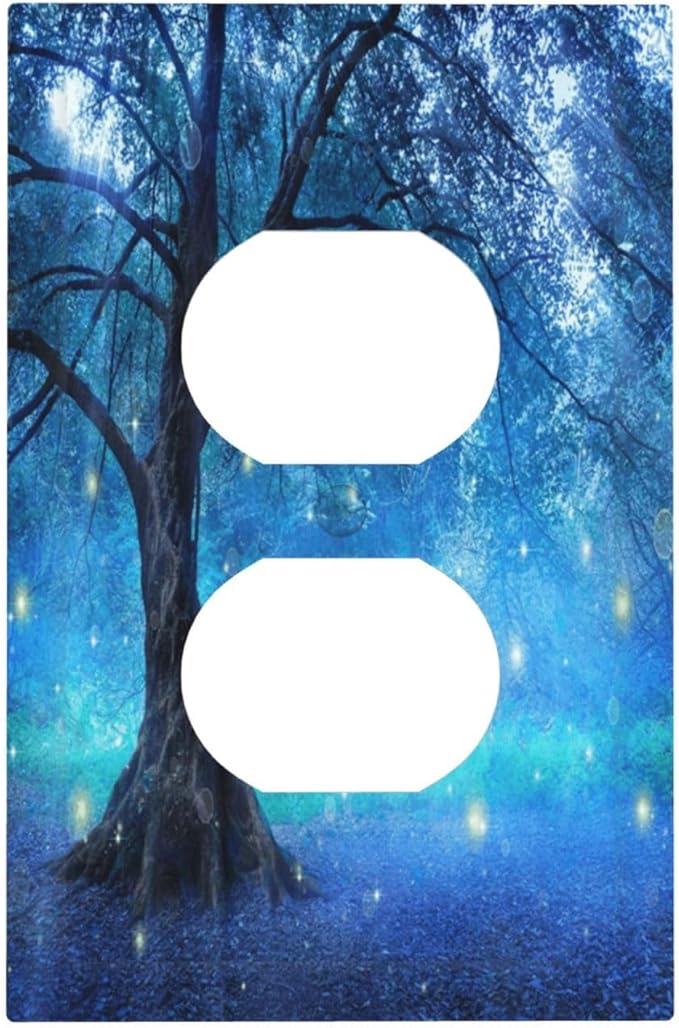 Outlet Covers Fantasy Fairy Tree In Mystic Forest 1 Gang Duplex Light Switch Cover Plate Decorative Wall Plates Electrical Switchplate Receptacle Cover for Bathroom Bedroom Decor