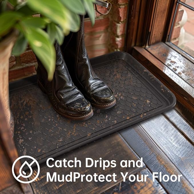 Boot Tray for Entryway, 6 Pack Waterproof Shoe Trays for Indoor Outdoor Use 30"x15" Durable Shoe Mat with Raised Edge, Non-Slip Tray for Boots, Pets, Garden & Muddy Shoes