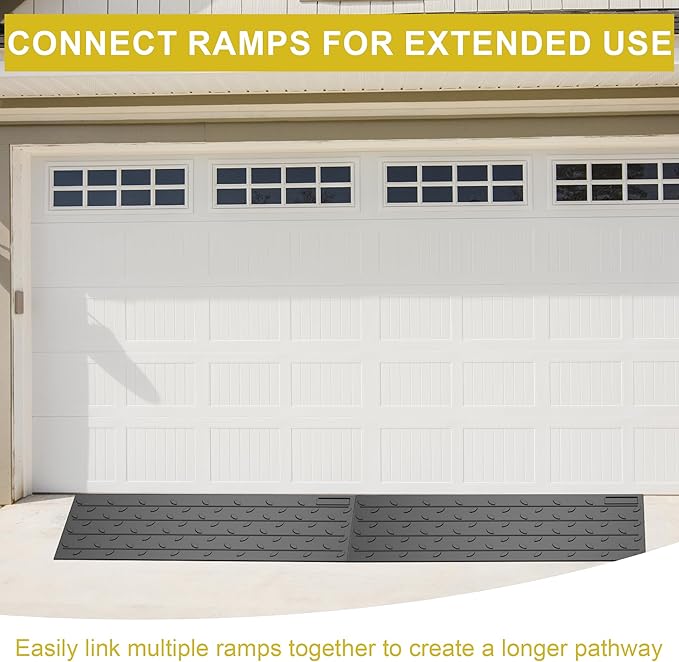 OrangeStar Heavy Duty Rubber Threshold Ramp, 2 Pack 1.5" Rise Wheelchair & Scooter Ramp with Cord Channel, Non-Slip Angled Entry for Doorways, Steps & Garages, 2200 LBS Capacity (Black, 36" Length)