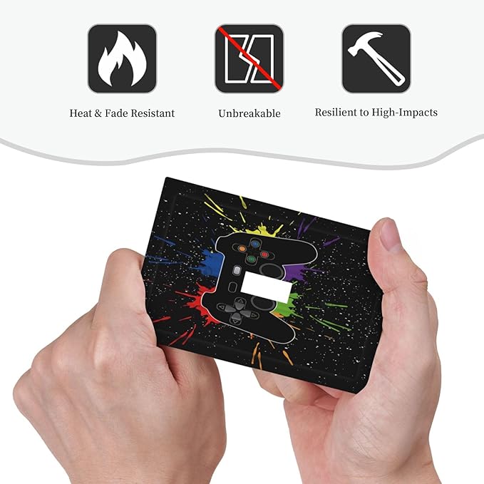 Classic Videogames Controller Black Splash Ink Colorful Decorative Light Switch Cover 1 Gang Single Toggle Device Electrical Faceplate Switchplates Decorator Outlet Wall Plate for Kids Room Nursery