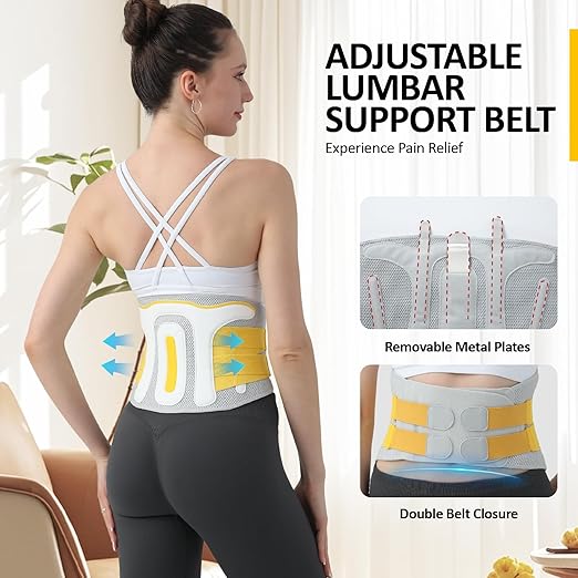 Back Brace for Men Lower Back Pain Relief, Breathable Back Support Brace for Women, Adjustable Lumbar Support Belt for Herniated Disc, Sciatica, Scoliosis Pain Relief (L:30.5"-41.3")