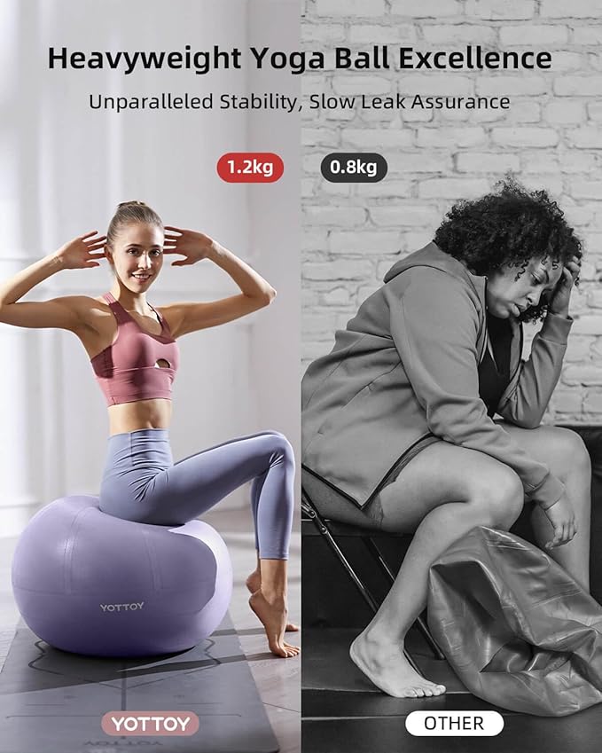 YOTTOY Anti-Burst Exercise Ball for Working Out, Yoga & Pregnancy, Extra Thick Workout Ball for Physical Therapy & Fitness