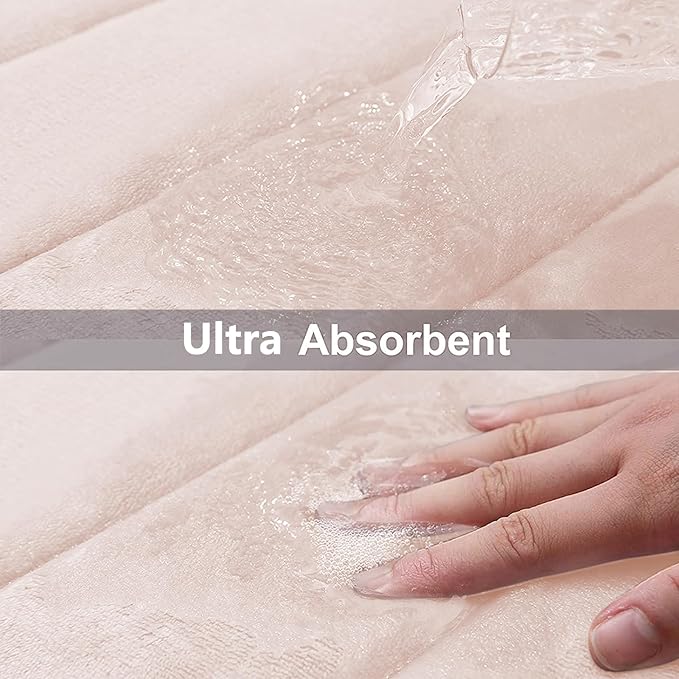 Buganda Memory Foam Bath Mat, 47" x 24", Ultra Soft and Non-Slip Bathroom Rugs, Water Absorbent and Machine Washable Bath Rug Runner for Bathroom, Shower, and Tub, Pink