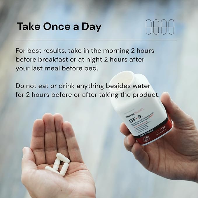 Novex Biotech GF-9 – HGH Boosting Supplement for Men – Workout Complex for Men – Support Energy, Endurance, Sleep, 84 Ct (21-Day Supply)