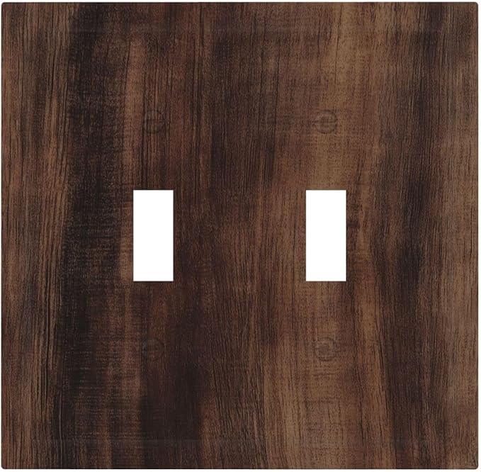 Decorative Light Switch Cover Plate Rustic Farmhouse Brown Wood Barn Door 2 Gang Switch Plate Covers Double Toggle Wall Plate Dual Device Faceplate for Bathroom Decor