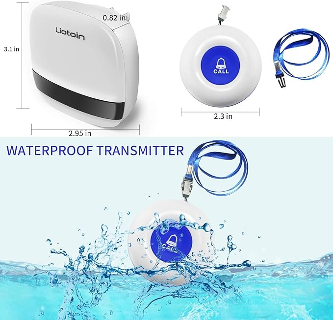Caregiver Pager Wireless Call Button Alert Button Call Bell Emergency Button for Home/Elderly/Patients Panic Button Nurse Alert Call System 3Call Button 3Receivers (600+ft Operating Range)