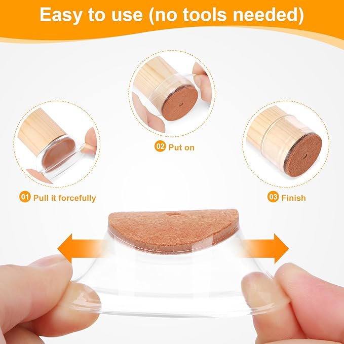 CHUNZEXI 24 Pack Extra Small Chair Leg Floor Protectors for Hardwood Floors, Silicone Felt Covers Pads Caps, Protect Wood Furniture Feet Floors Noise Reduce and Scratch (Universal X-Small & Clear)