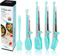 5-Pack Silicone Tongs for Cooking,Maywe Tanso 4PCS 13-Inch Kitchen Tongs with Silicone Tips,Nonstick Stainless Steel Tong for Steak Pie Pizza Pasta Spaghetti Salad BBQ Buffet,Plus Brush
