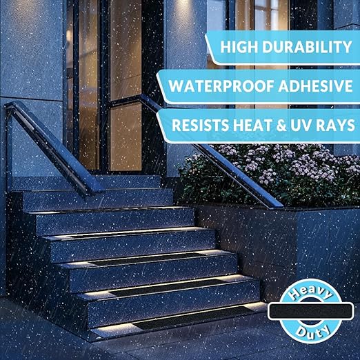 LifeGrip Anti Slip Traction Treads (10-Pack), 6 inch X 30 inch, Best Grip Tape Grit Non Slip, Outdoor Non Skid Tape, High Traction Friction Abrasive Adhesive for Stairs Step, Black (6" X 30" X 10P)