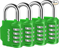Puroma 4 Pack Combination Lock for Locker 4 Digit Outdoor Waterproof Padlock for School, Gym, Sports, Fence, Toolbox, Gate, Case, Outdoor, Hasp Storage, Cabinets (Green)