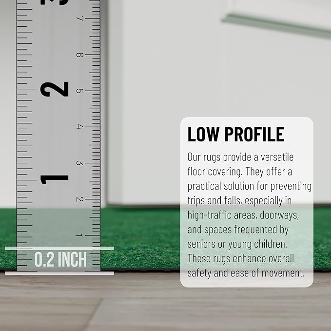 Ottomanson 2' x 47' Hallway Runner with Scraper Pile Extra Durable Non-Slip Rug Mat for Indoor & Outdoor Use - Ideal for Kitchen, Entryway, Patio & Garage - High-Traffic Carpet, Green