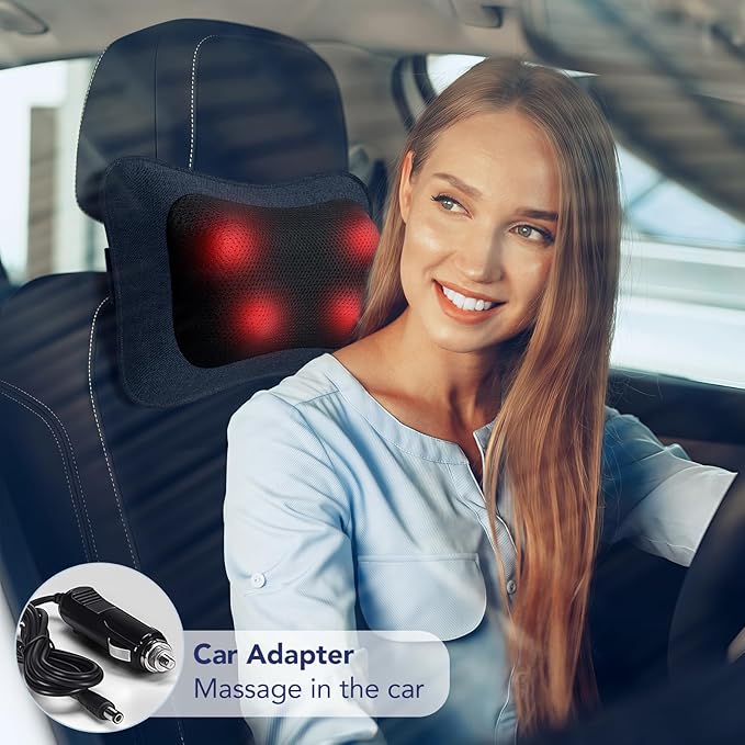 Mo Cuishle Electric Shiatsu Back Massager with Heat - Powerful 3D Kneading for Neck, Shoulder, Lower Back Pain Relief - Ergonomic Design for Home, Office, & Car - Gifts for Women, Men, Mom & Dad