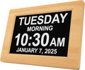 American Lifetime New 2025 Dementia Clock Large Digital Clock for Seniors, Alzeimer Clock Large Display with Custom Alarms, Clock with Day & Date for Elderly, Digital Calendar Premium Light Wood