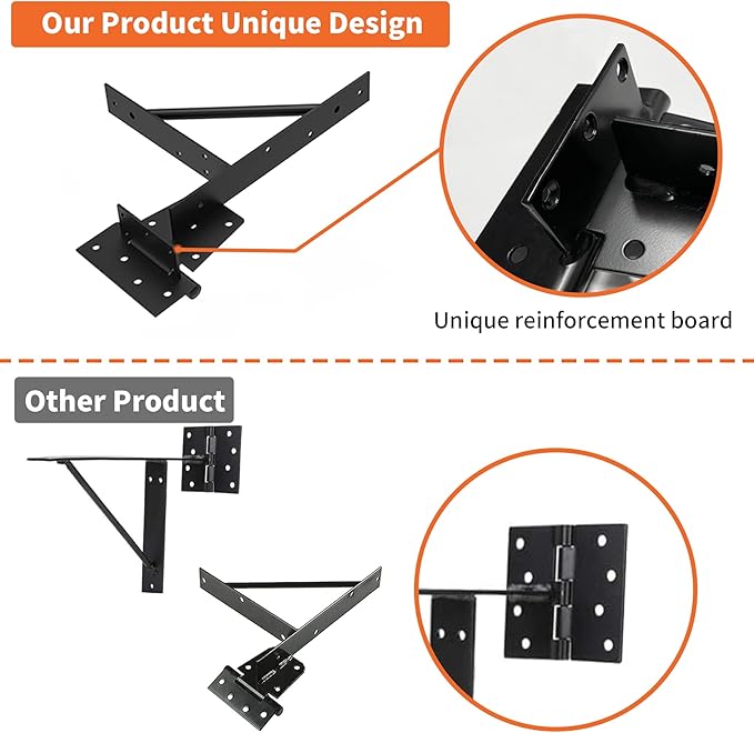 Gate Corner Brace Bracket Heavy Duty Adjustable No Sag Kit Durable Solid Iron for Shed Doors,Driveway Gates,Corral Gates,Wood Windows,Gate Frame Kit,Gate Hardware