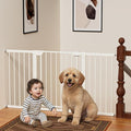 29.5-59.8" Baby Gate for Stairs, Baby Safety Essentials, Auto Close Gate for Doorways, Easy Install Pressure Mounted Dog Gate Indoor, Pet Gates for Dogs, White