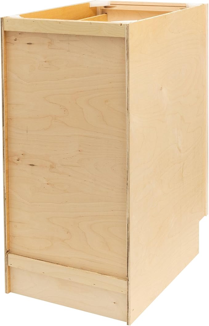 Quicklock RTA (Ready-to-Assemble) | Base Kitchen Cabinets - Shaker Style | Made in America (Raw Maple, 15" Wx34.5 Hx24 D Base)