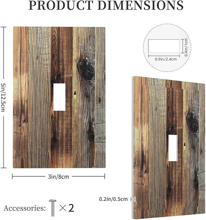 Barn Brown Wood Rustic Weathered Wood Print Decorative Light Switch Cover 1 Gang Single Toggle Device Electrical Faceplate Switchplates Decorator Outlet Wall Plate for Farmhouse Home Decor