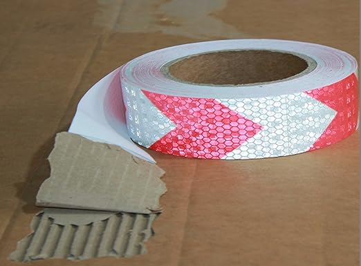 Red and White Reflective Tape Outdoor Waterproof 1 inch X 166 feet, High Visibility Hazard Conspicuity Industrial Marking Tape